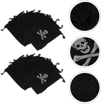 DIYEAH Pirate Bags Drawstring Pirate Bag Halloween Pirate Candy Bag Cloth Bag 20pcs