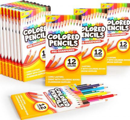 JOYIN Colouring Pencils Set, 144 Pieces Children's Colouring Pencils, Set of 12 Pre-Sharpened Wooden Pencils, Colouring Pencils with 12 Colours, Large Pack of Colouring Pencils Children from 4+,